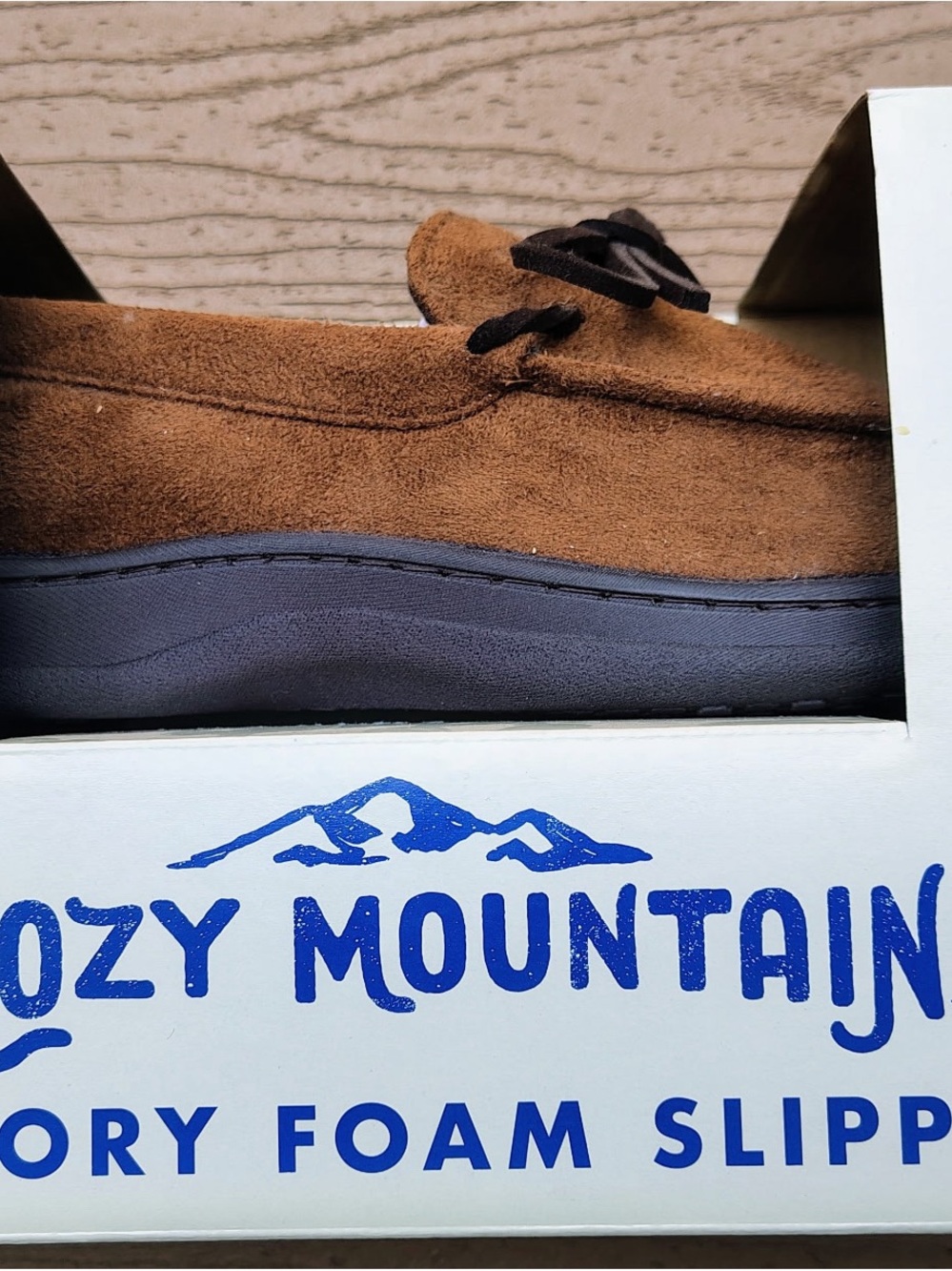 Men’s Brown Suede Slip-On memory foam slippers. New with tags.